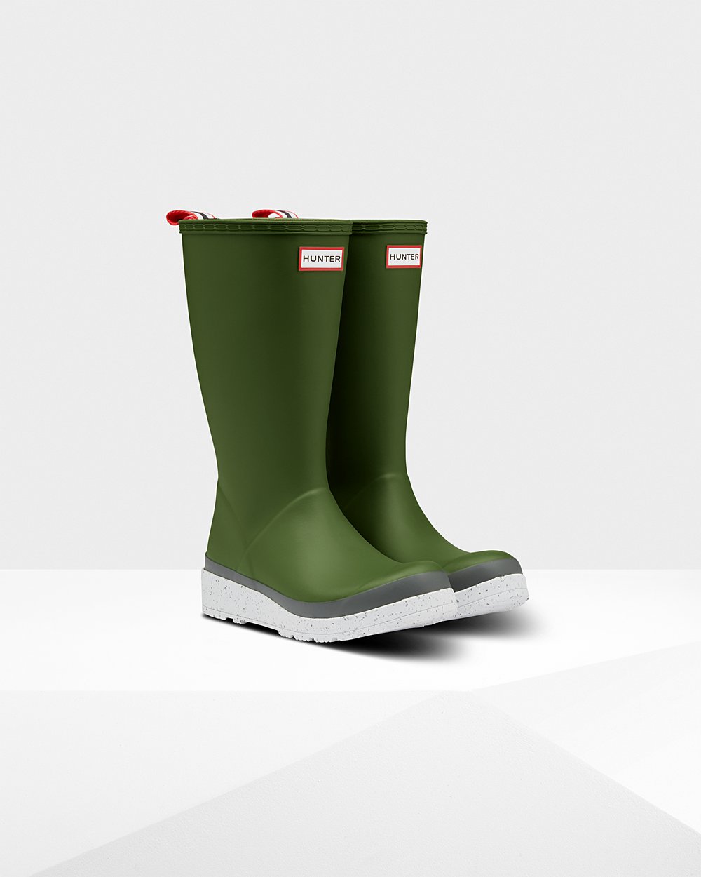 Play Botas Hunter Mujer Verde/Blancas Original Tall Speckle Rain 076318-MNI